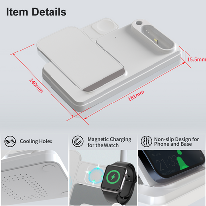 4-in-1 Wireless Charging Station 15W Fast Wireless Charger Stand for i-Series Devices