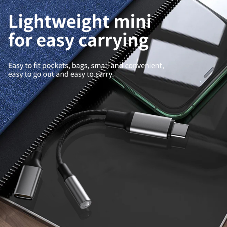 Dual-Port USB-C Adapter Cable with PD Fast Charging & 2-in-1 Type-C Audio Support