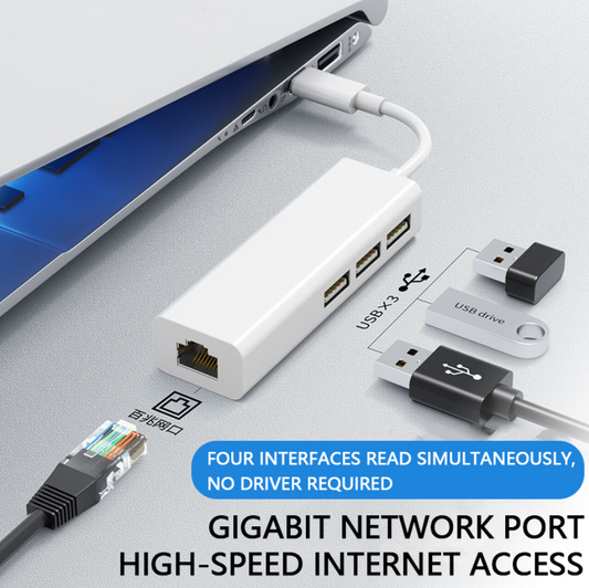 USB 3.0 Type-C Multi-Port Network Card Hub with 100Mbps Ethernet Extender - ShopHub