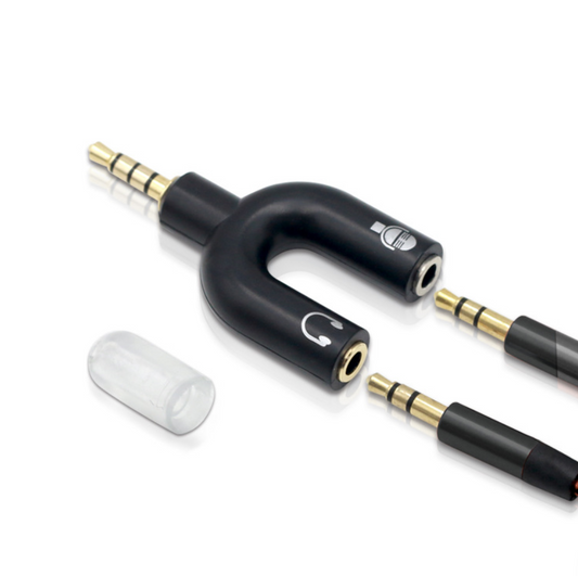 U-Type Dual 3.5mm Headphone Audio Splitter Adapter for Mobile Phone & Headset
