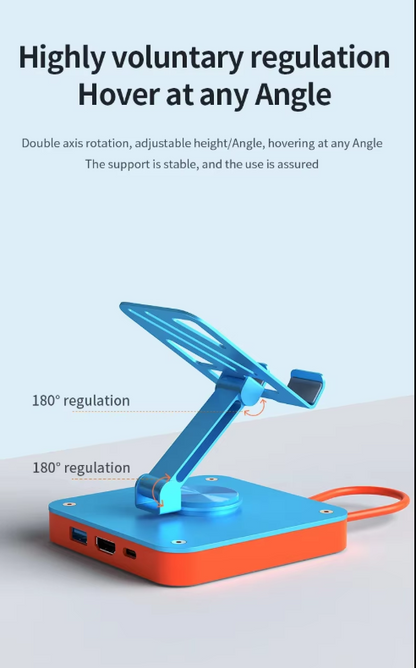 Adjustable 3-in-1 Nintendo Switch Stand USB-C Hub with 4K HDMI & 100W PD Charging