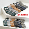 24 Pairs Mens Slipper Fuzzy Socks Winter Super Warm Soft Socks with Grippers