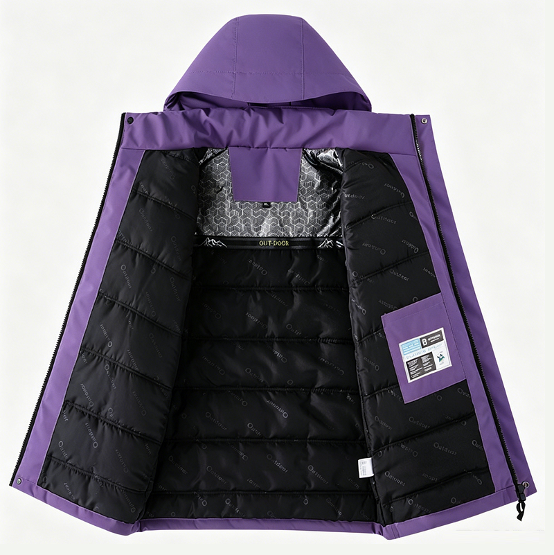 Thickened Lined Heated Jacket Waterproof Purple