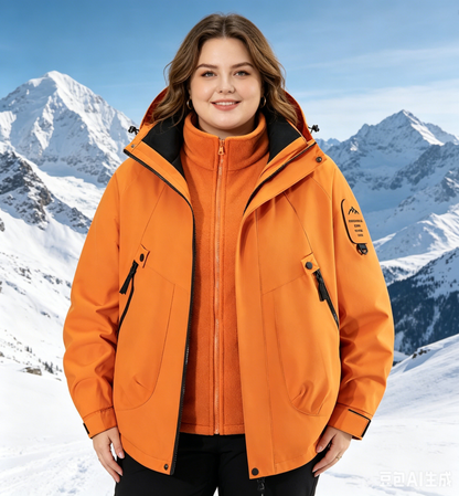 Unisex 3-in-1 Detachable Outdoor Jacket Waterproof Windproof Mountain Coat