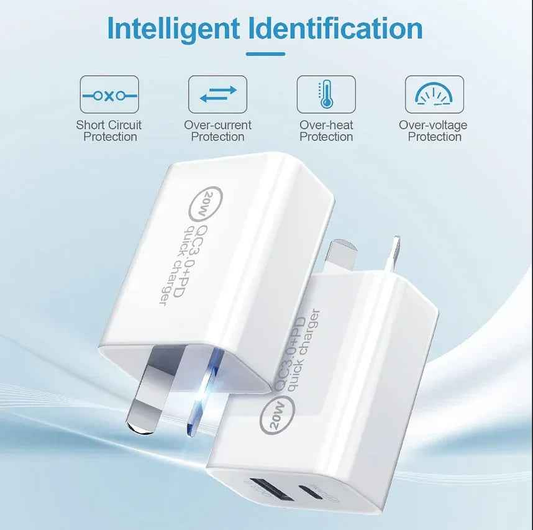 20W Fast Wall Charger – USB-C PD Charger with Type-C Cable