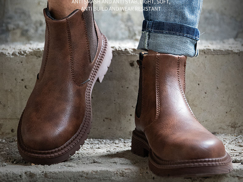 Steel Toe Work Shoes Slip On Safety Oiled Leather Boot Puncture Proof Soft Light dealonline.co.nz
