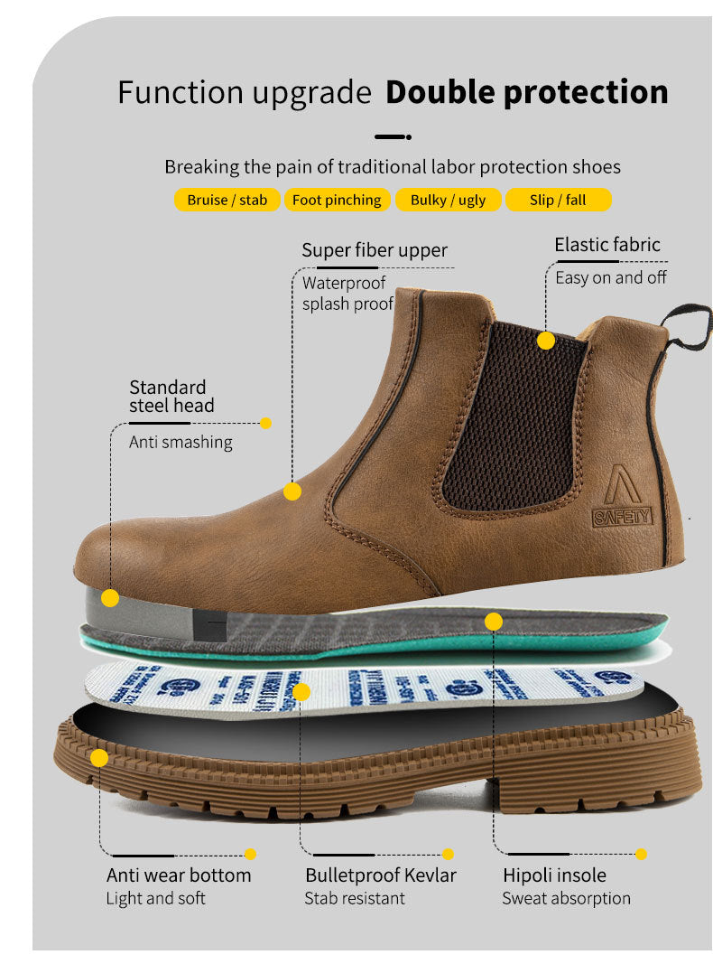 Steel Toe Work Shoes Slip On Safety Oiled Leather Boot Puncture Proof Soft Light dealonline.co.nz