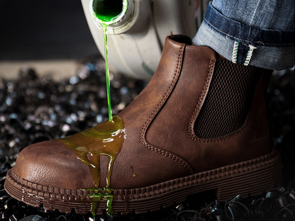 Steel Toe Work Shoes Slip On Safety Oiled Leather Boot Puncture Proof Soft Light dealonline.co.nz