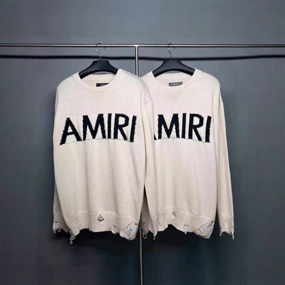 Ami Letter Knit Sweater Pullover
