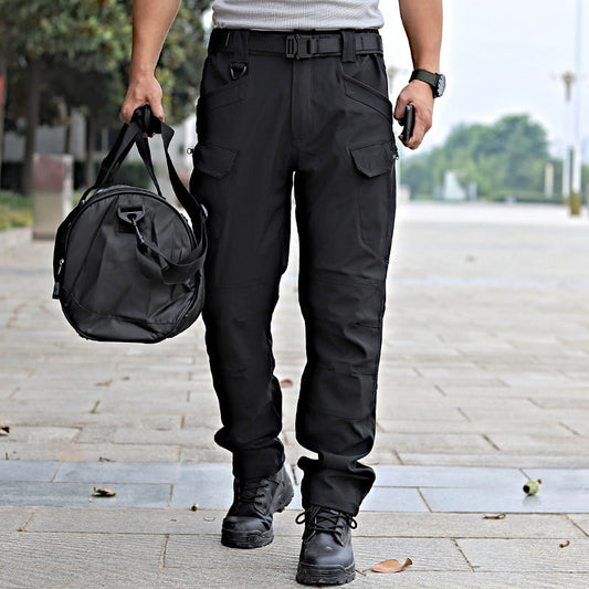 Men's Tactical Pants Water Resistant Flex Ripstop Cargo Pants - Black dealonline.co.nz