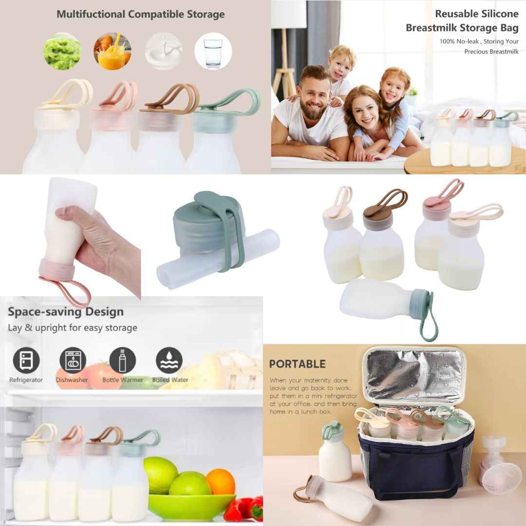 Reusable Silicone Food Pouches 240ml & 250ml - For Milk, Purees & Snacks