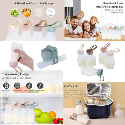 Reusable Silicone Food Pouches 240ml & 250ml - For Milk, Purees & Snacks