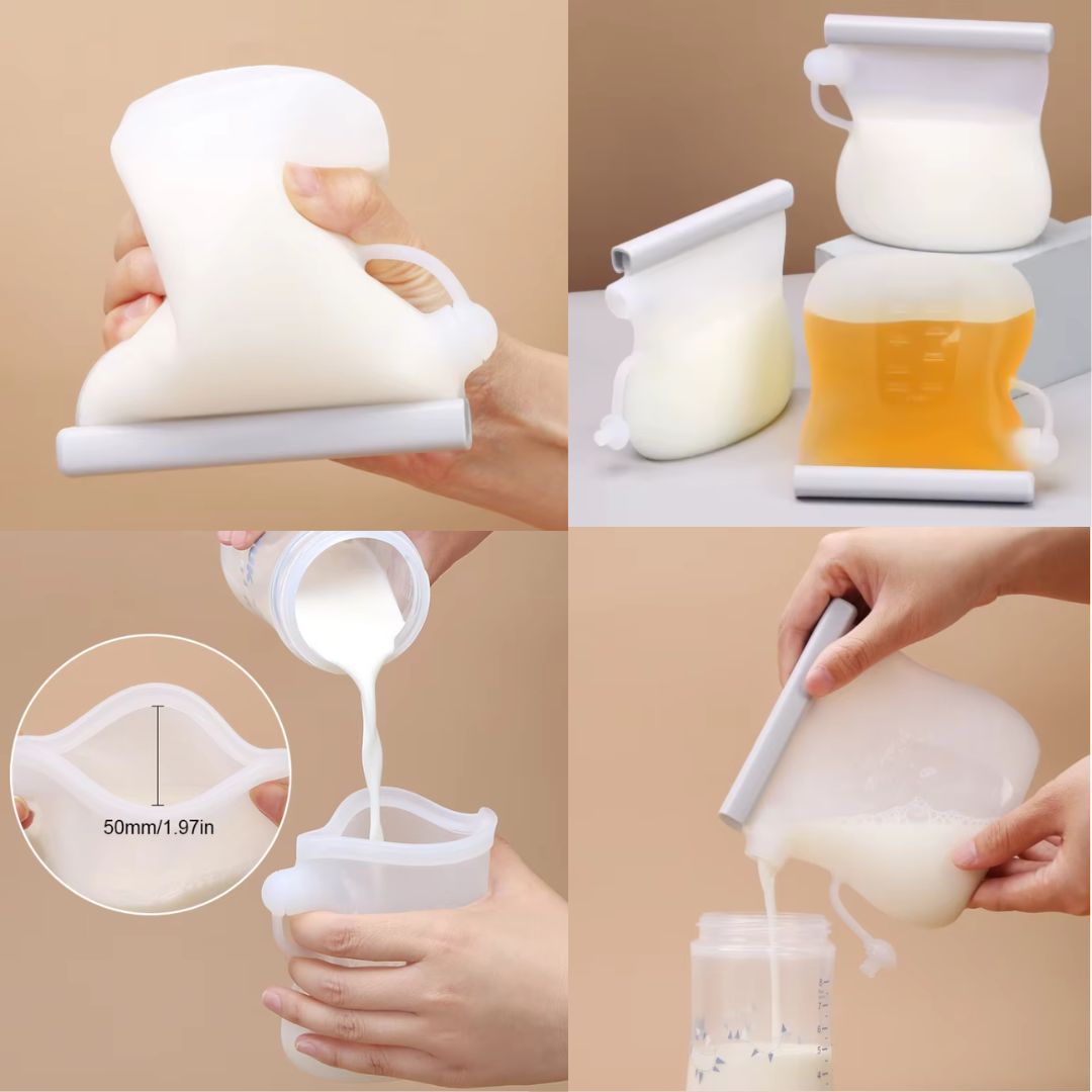 Reusable Silicone Food Pouches 240ml & 250ml - For Milk, Purees & Snacks