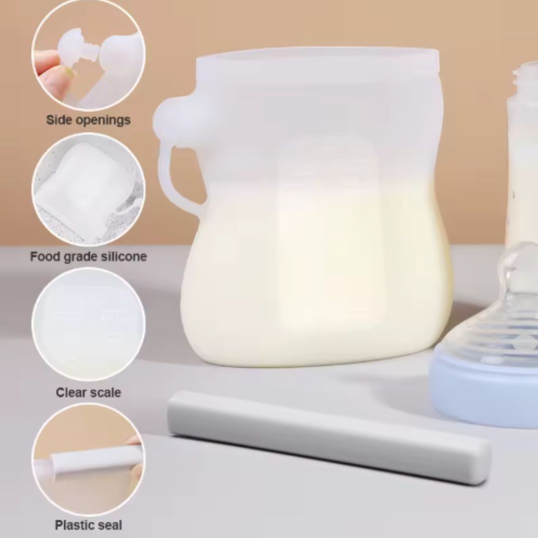 Reusable Silicone Food Pouches 240ml & 250ml - For Milk, Purees & Snacks - ShopHub