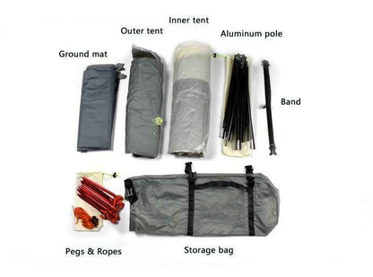 Four Season Double Layer Camping Tent - 2-3 Person Aluminum Pole Waterproof Tent