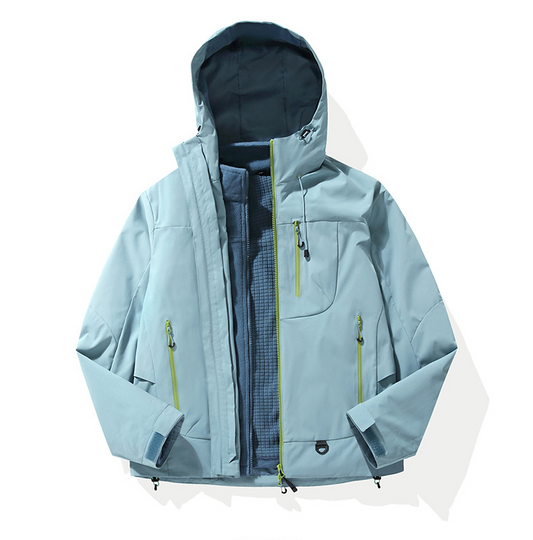 Unisex 3-in-1 Detachable Outdoor Jacket Waterproof Windproof Mountain Coat