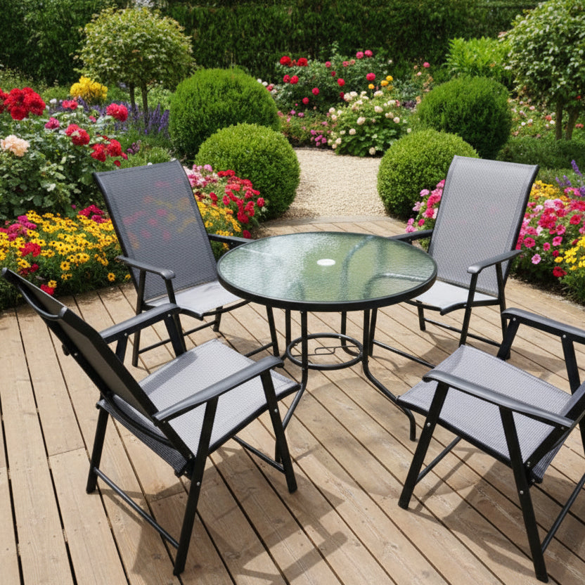 Quality Round Glass Table & 4 Chairs dealonline.co.nz