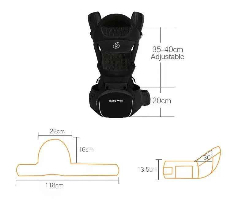 Ergonomic Multi-Function Baby Carrier with Hip Seat | 0-36 Months - BLACK