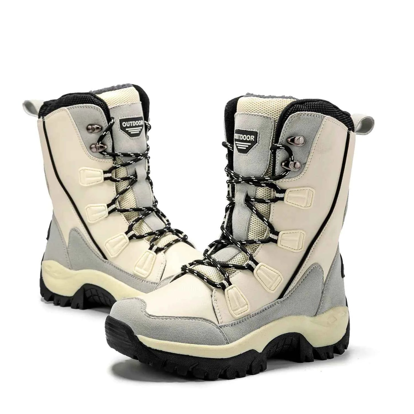 Women's Fleece-Lined Snow Boots - Warm Leather Winter Boots for Outdoor Activities