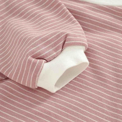 Striped Bubble Romper - Salmon