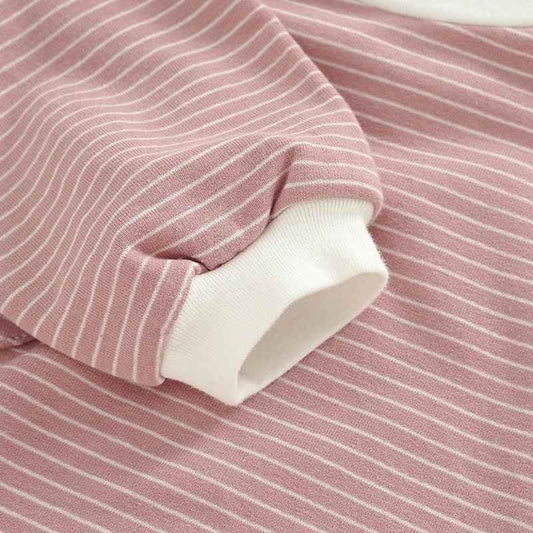 Striped Bubble Romper - Salmon