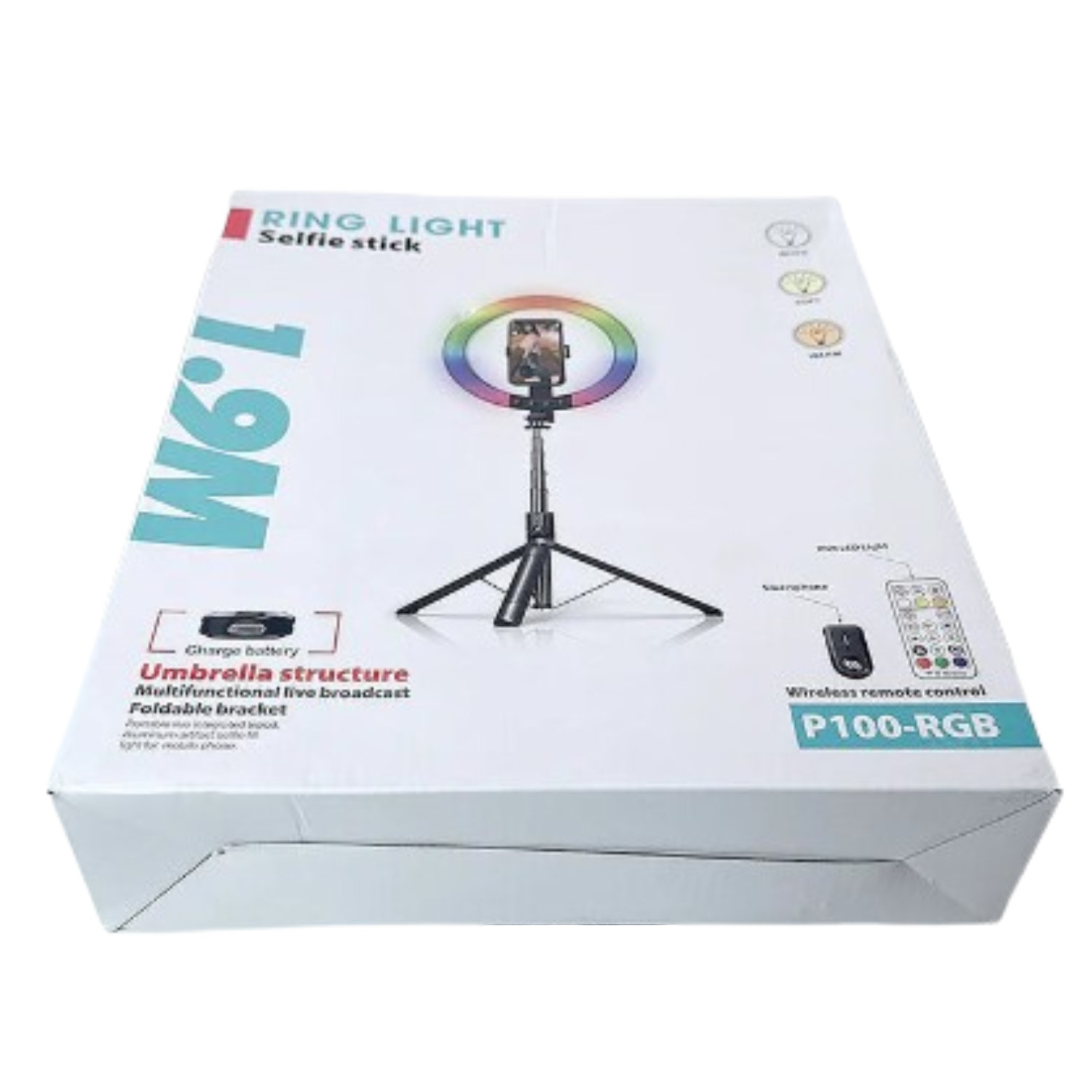 1.9m Ring Light Selfie Stick P100RGB 9eight5