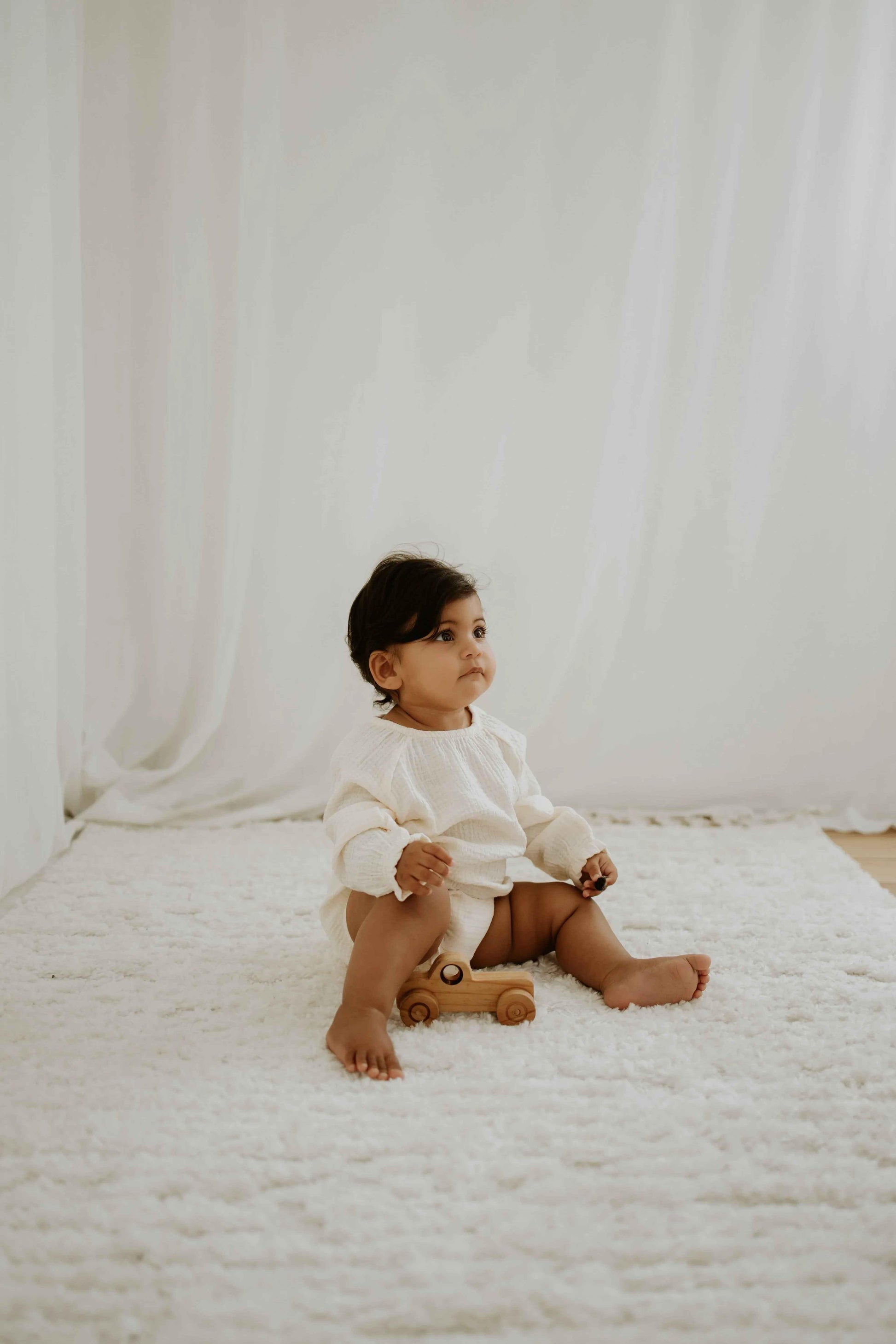 Muslin Full Sleeve Romper - Cream