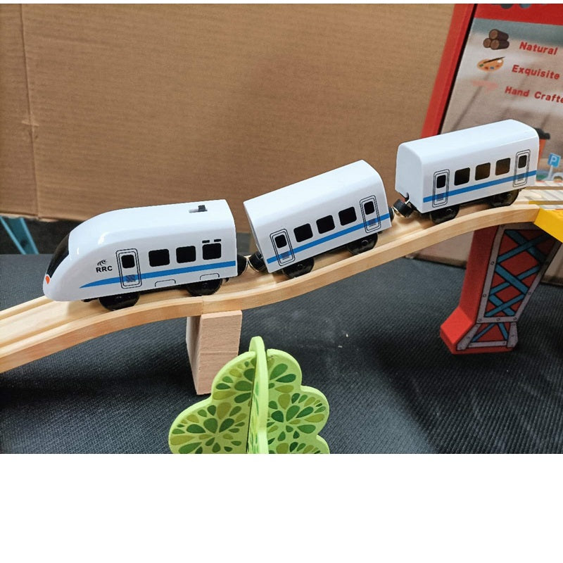 78 Pcs Wooden Railway Track Toy Early Educational Manual Control Car Set Gift dealonline.co.nz