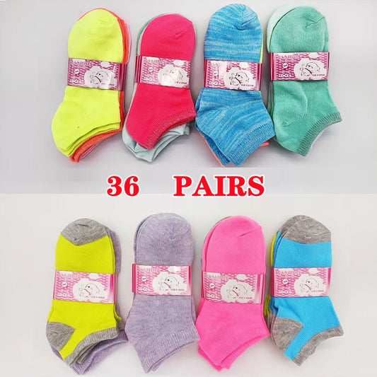 WHOLESALE -  (36 Pairs) Candy Colour Kids Ankle Socks 4 - 6 dealonline.co.nz