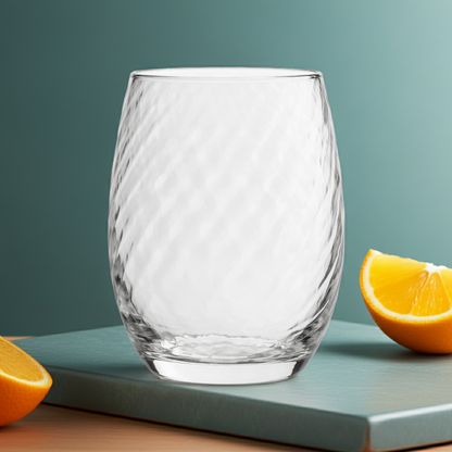 Clear Diagonal Textured Glass Tumbler 420ml Nest & Stem Homewares