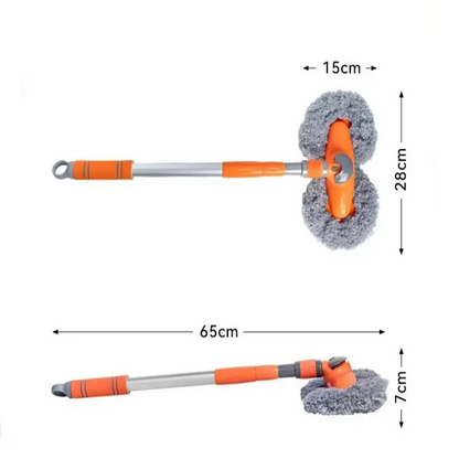 3-Section Telescopic Car Wash Mop with Double Brush Head Habicare