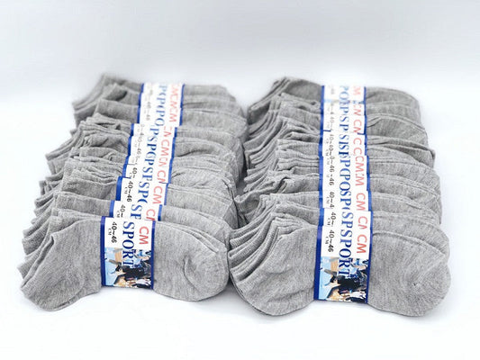 (60 Pairs) Thin Ankle Socks - GREY - M7-11/ W8-12 dealonline.co.nz