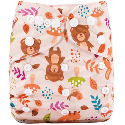 Reusable Cloth Nappies - One Size Fits 3-17kg with Bamboo Insert