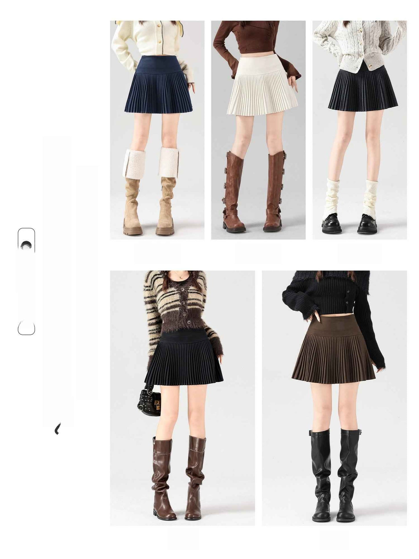 Brown woolen pleated skirt