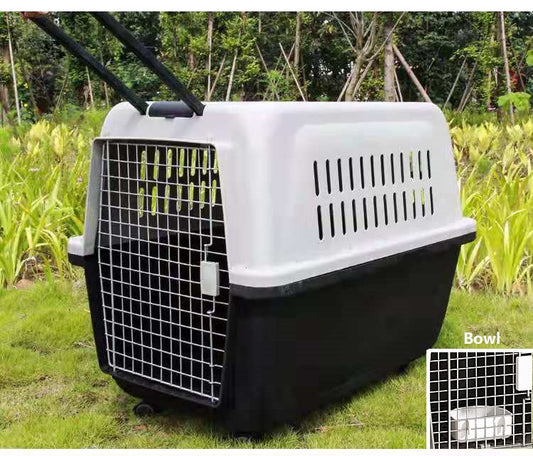 PP50 81cm - Wheeled Plastic Airline Travel Cage/Carrier/Crate with Bowl dealonline.co.nz