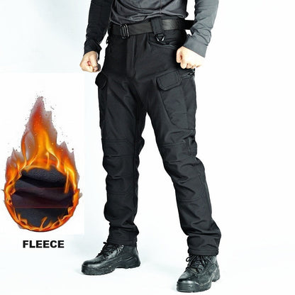 Men's Tactical Pants Water Resistant Cargo Pants Soft Shell Fleece Lined BLACK dealonline.co.nz