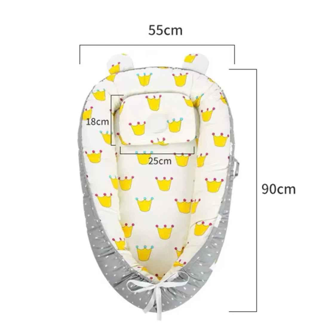 Reversible Baby Lounger with Pillow – Adjustable Portable Baby Bed & Bassinet
