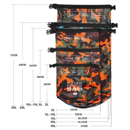 Camouflage PVC Waterproof Dry Bag - Outdoor Waterproof Storage for Camping & Water Sports