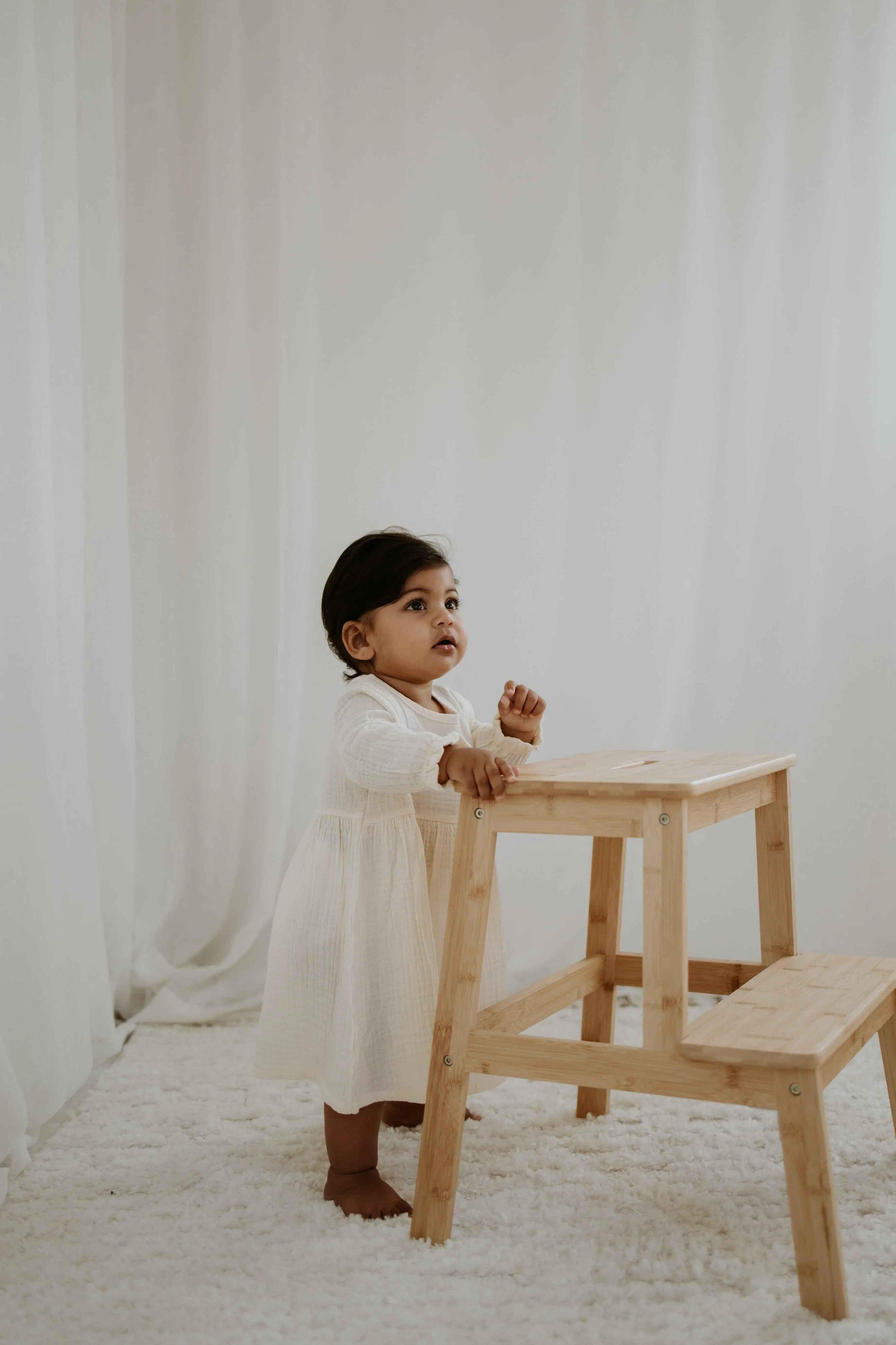 Muslin Full Sleeve Dress - Cream
