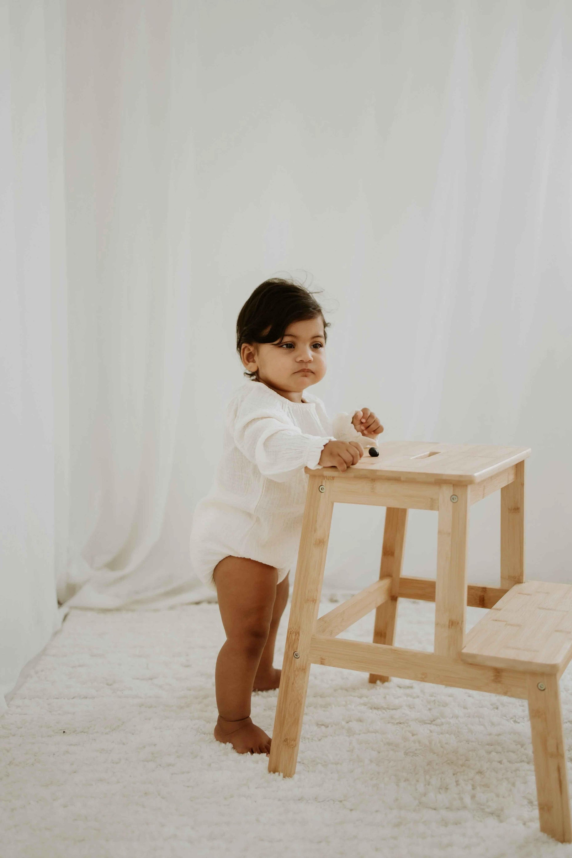 Muslin Full Sleeve Romper - Cream