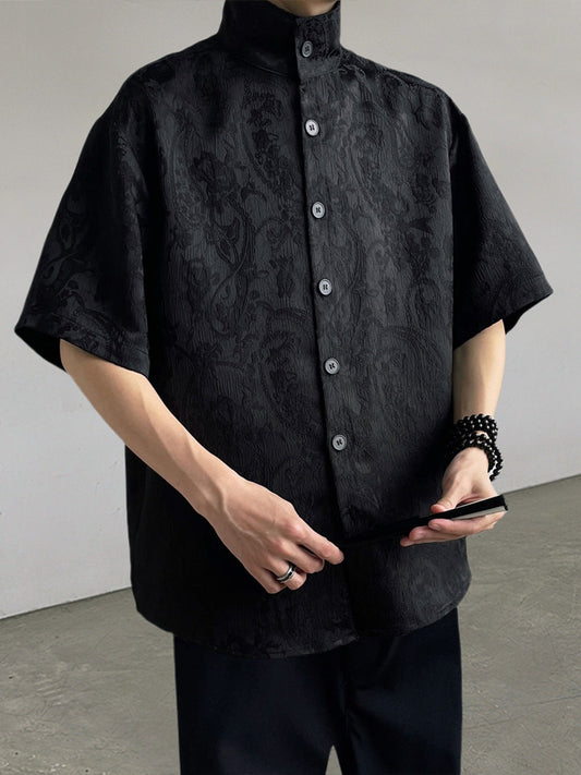 Chinese Style Embroidered Loose Fit Shirt for Men