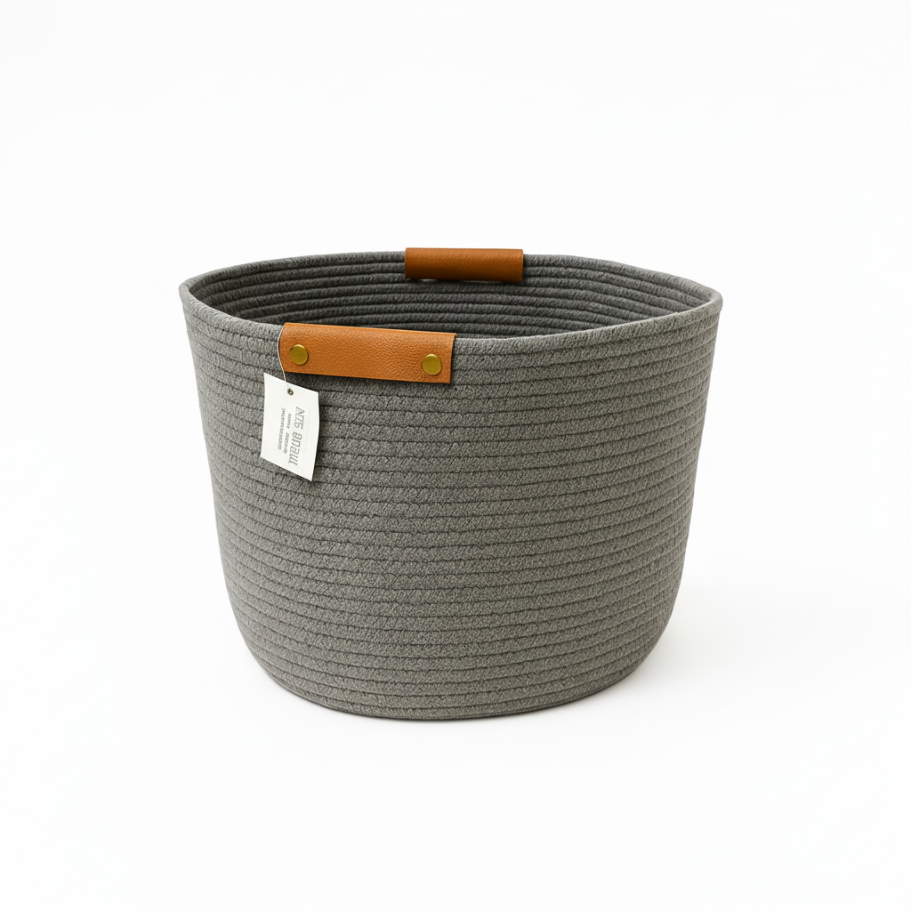 Frankly Cotton Dark Grey Basket with Tan Holders Nest & Stem Homewares