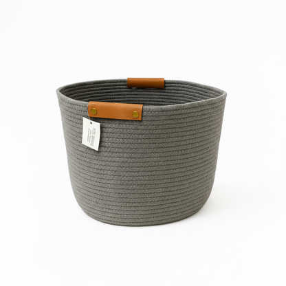 Frankly Cotton Dark Grey Basket with Tan Holders Nest & Stem Homewares