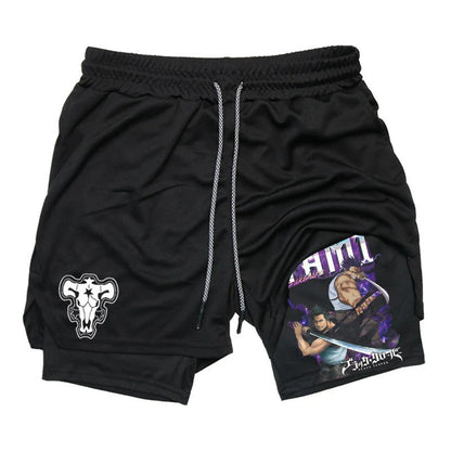 Anime Print Double Layer Casual Shorts