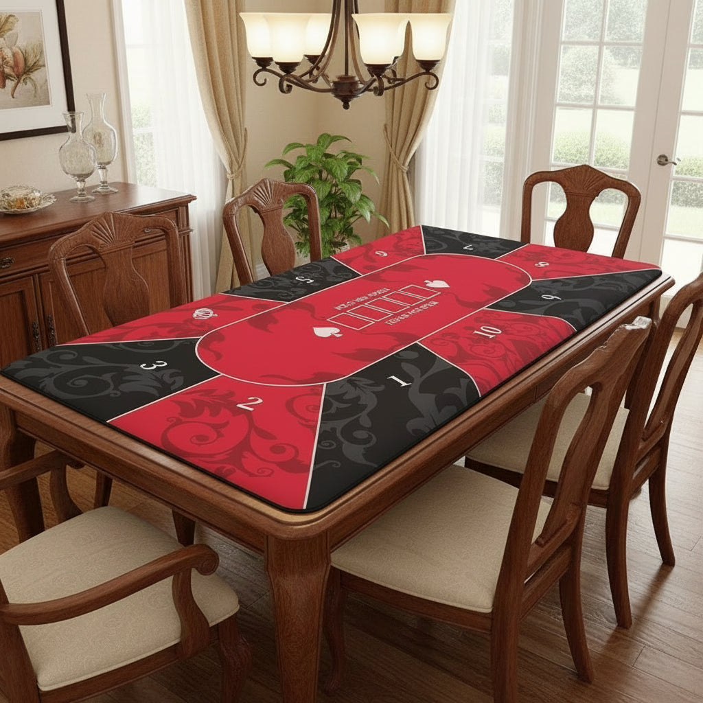 Poker Table Mat 10 Players Texas Hold'em Poker Mat 180cm *90 Anti-Slip Rubber dealonline.co.nz