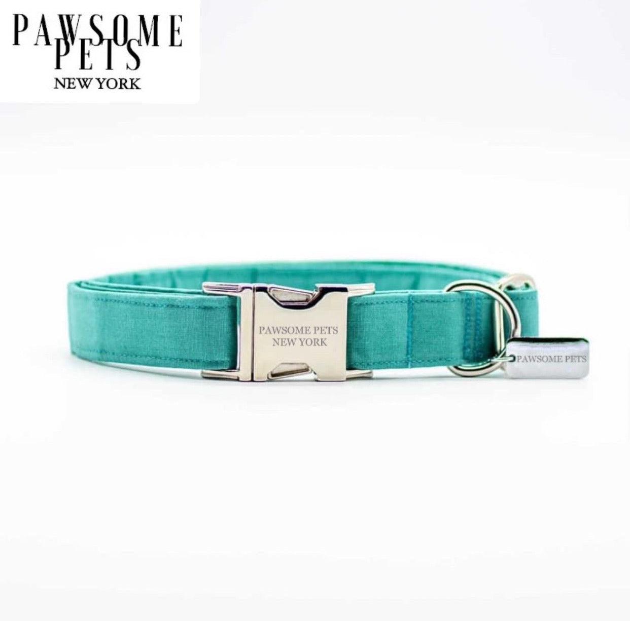 SMALL - SIZE DOG & CAT COLLAR - MINT GREEN VELVET-0
