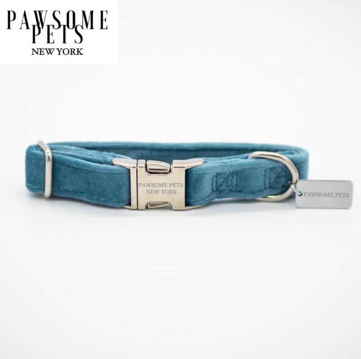 SMALL SIZE DOG & CAT COLLAR - SKY BLUE VELVET-0