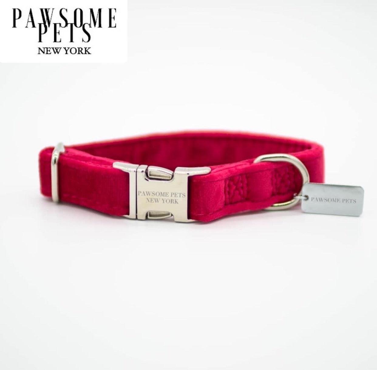 SMALL SIZE DOG & CAT COLLAR - RED VELVET-0