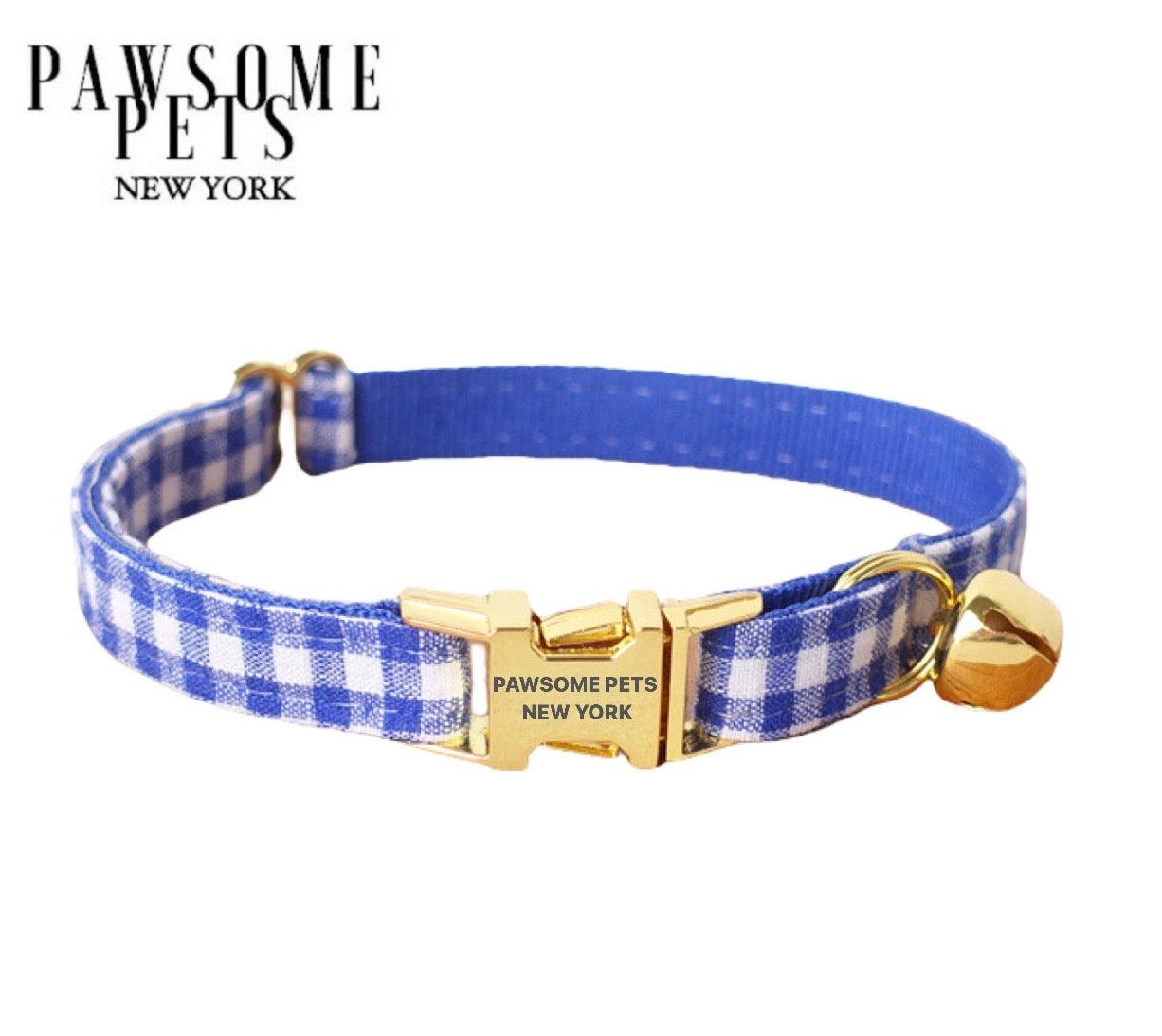 SMALL SIZE DOG & CAT COLLAR - WOADED BLUE STRIPE-0