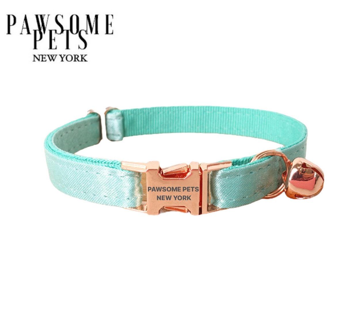 SMALL SIZE DOG & CAT COLLAR - SILVER MINT GREEN-0